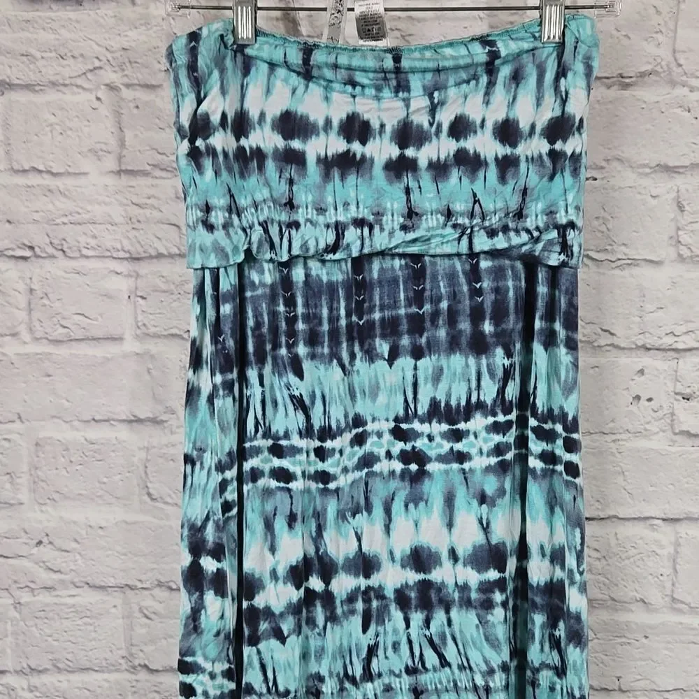 Buckle BKE Aqua Tie Dye Midi Skirt Flowy Soft Jersey Knit Comfy Boho Festival